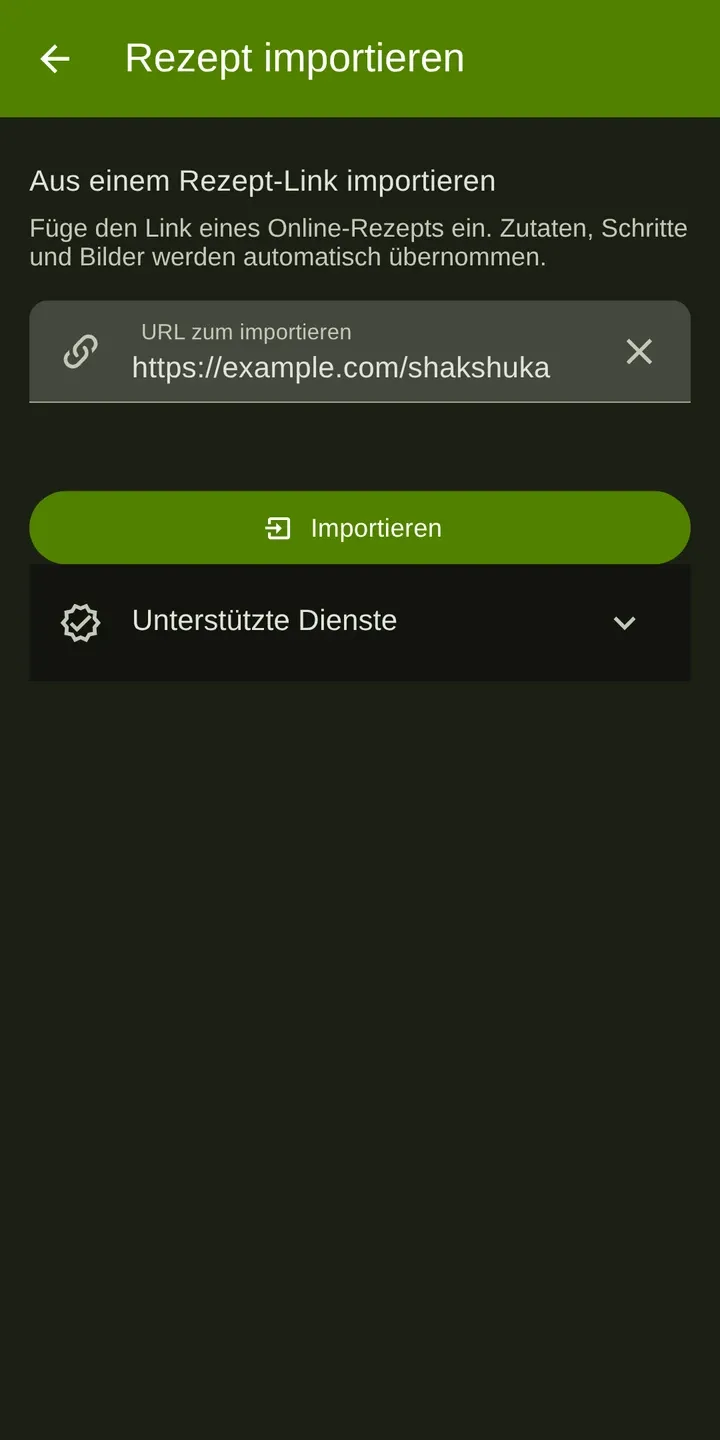 Cookpal: Rezept über einen Link importieren