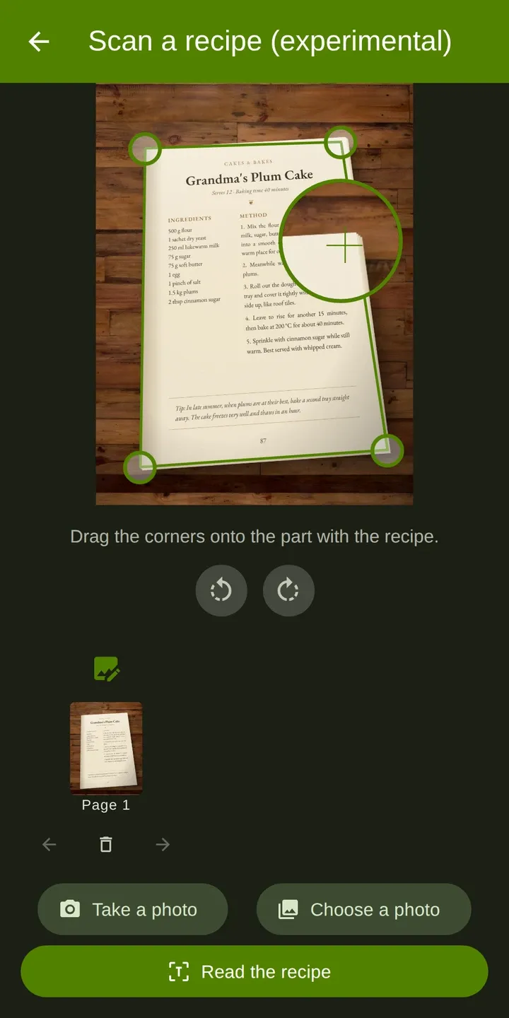 Cookpal: Reading a recipe from a photo and checking it