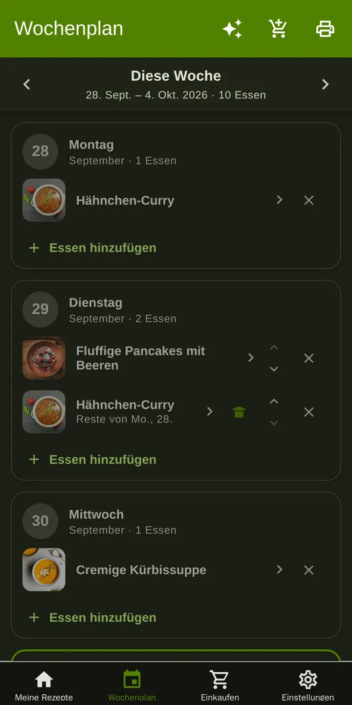 Cookpal: Wochenplan mit Rezepten für jeden Tag